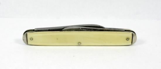 c. 1930s-1940s Iroquois, USA2-blade Pen Knife. Cracked Ice Celluloid Scales