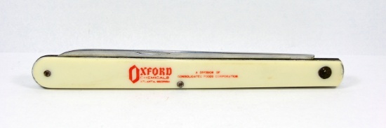 Vintage Colonial Melon/Sausage Testing Knife. Advertising Oxford Chemicals