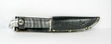 Western Boulder Co. F66 Black Beauty Hunting Knife with Nice Leather Sheath