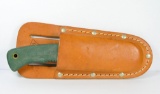 Schrade + USA 141 Old Timer Fixed Blade Knife. Green Rubber Handles with 4-