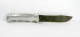 WWII Theater Made Aluminum Handled Combat Fix Blade Knife. 8-3/4