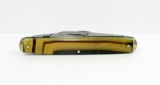 Ulster Knife Co. NY Senator Pen Jack Knife. Butter & Molasses Celluloid Sca