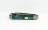 Pre 1937 IKCo Imperial Knife Co. Dogleg Jack Knife. 3-Pin Blue Celluloid Sw