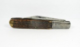 Iroquois Utica NY #31 Daddy Barlow Folding Knife. Jigged Bone Handles. Chip