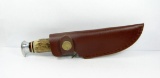 Edge Brand #460 Hunting Knife, Solingen Germany. Full Brass S-Guard. Stag H