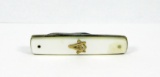 Robeson Shuredge- Rochester, NY Shadow Crown Pen Knife . Genuine Pearl Scal