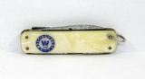 Vintage 4-Blade Lobster Pen Knife Made in Italy. Cracked Ice Celluloid Scal
