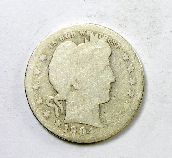 67.  1904-O Barber Quarter Dollar