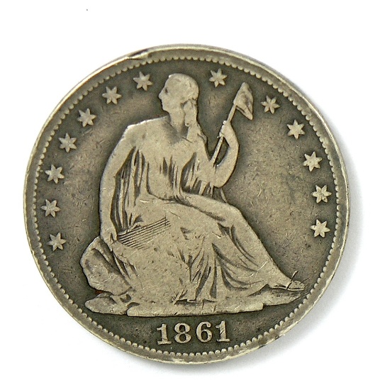 90.  1861-O Seated Liberty Half Dollar