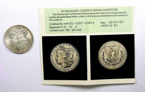 293.    1902-O Morgan Silver Dollar NCI Certified MS64/64