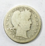 69.  1905-O Barber Quarter Dollar