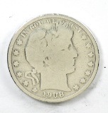 127.    1908-S Barber Half Dollar