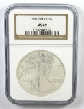 318.    1991 American Eagle Silver Dollar NGC Certified MS69