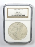 319.    1992 American Eagle Silver Dollar NGC Certified MS69