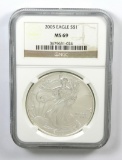 332.    2005 American Eagle Silver Dollar NGC Certified MS69