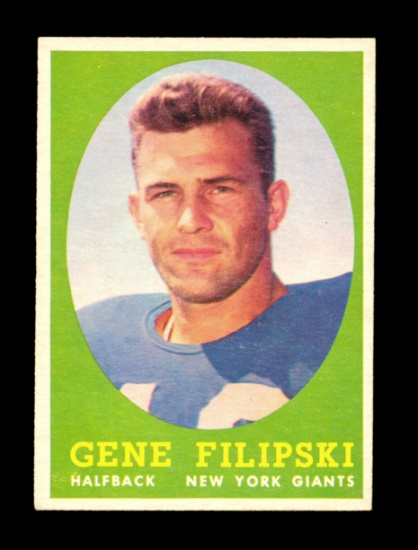 1958 Topps ROOKIE Football Card #1 Rookie Gene Filipski New York Giants