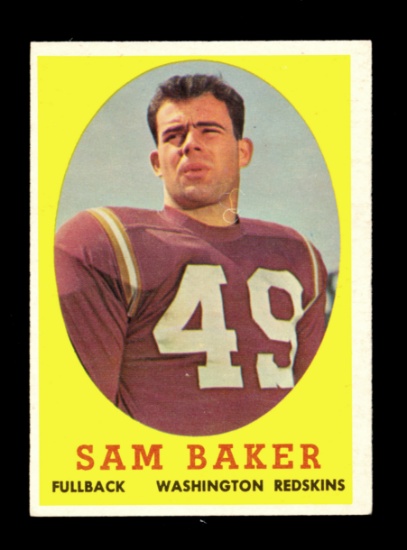 1958 Topps Football Card #34 Sam Baker Washington Redskins