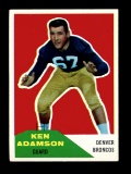 1960 Fleer Football Card #33 Ken Adamson Denver Broncos