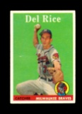1958 Topps Baseball Card #51 Del Rice Milwaukee Braves