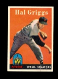 1958 Topps Baseball Card #455 Hal Griggs Washington Senators