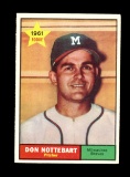 1961 Topps Baseball Card #29 Don Nottebart Milwaukee Braves