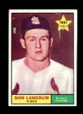1961 Topps Baseball Card #338 Rookie Star Don Landrum St Louis Cardinals