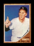 1962 Topps Baseball Card #588 Birdie Tebbetts Manager Milwaukee Braves
