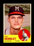 1963 Topps Baseball Card #62 Bob Hendley Milwaukee Braves