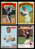 1970s Hank Aaron Grouping of (4) Baseball Cards. All Have Pin Holes At The