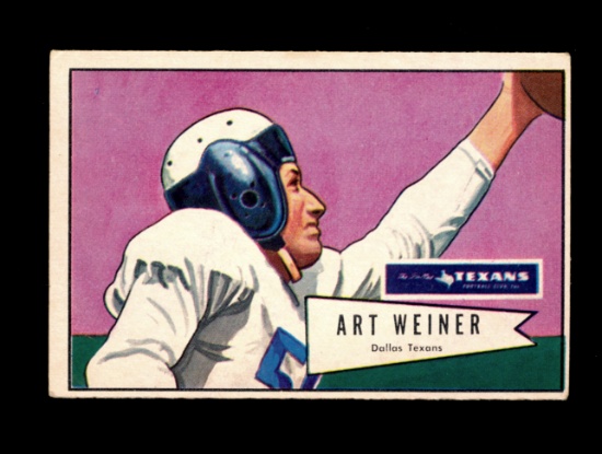 1952 Bowman Large Football Card #114 Art Weiner Dallas Texans