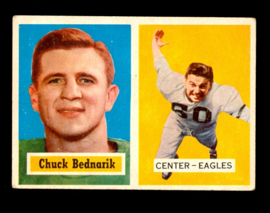 1957 Topps Football Card #49 Hall of Famer Chuck Bednarik Philadelphia Eagl
