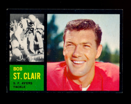 1962 Topps Football Card #157 Hall of Famer Bob St. Clair San Francisco 49e