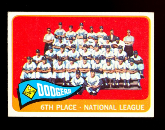 1965 Topps Baseball Card #126 Los Angeles Dodgers Team Card