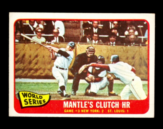 1965 Topps Baseball Card #134 1964 World Series Game #3: Mantle's Clutch HR