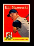 1958 Topps Baseball Card #238 Hall of Famer Bill Mazeroski Pittsburgh Pirat