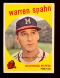 1959 Topps Baseball Card #40 Hall of Famer Warren Spahn Milwaukee Braves
