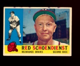 1960 Topps Baseball Card #335 Hall of Famer Red Schoendienst Milwaukee Brav