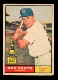 1961 Topps ROOKIE Baseball Card #35 Rookie Hall of Famer Ron Santo Chicago