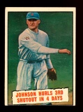 1961 Topps Baseball Card #409 Baseball Thrills: Hall of Famer Johnson Hurls