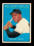 1961 Topps Baseball Card #486 MVP-1954 Hall of Famer Willie Mays New York G