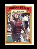 1972 Topps Baseball Card #434 Johnny Bench In Action