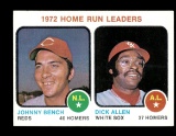 1973 Topps Baseball Card #62 1972 Home Run Leaders: Johnny Bench-Dick Allen