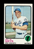 1973 Topps Baseball Card #305 Hall of Famer Willie Mays Ndw York Mets