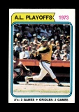 1974 Topps Baseball Card #470 1973 American League Playoffs (Reggie Jackson