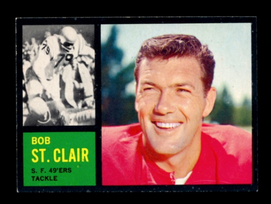 1962 Topps Football Card #157 Hall of Famer Bob St. Clair San Francisco 49e