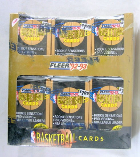 1992-93 Fleer 24 Count Wax Pack Basketball Card Box. Factory Sealed