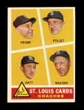 1960 Topps Baseball Card #468 St Louis Cards Coaches Keane-Katt-Pollet-Walk