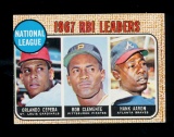 1968 Topps Baseball Card #3 National League RBI Leaders: Orlando Cepeda-Bob