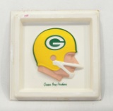 1960s NFL  Technigraph Pastic Football Helmut Wall Plaque Green Bay Packers