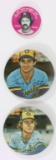 (3) Baseball Pin Back Buttons